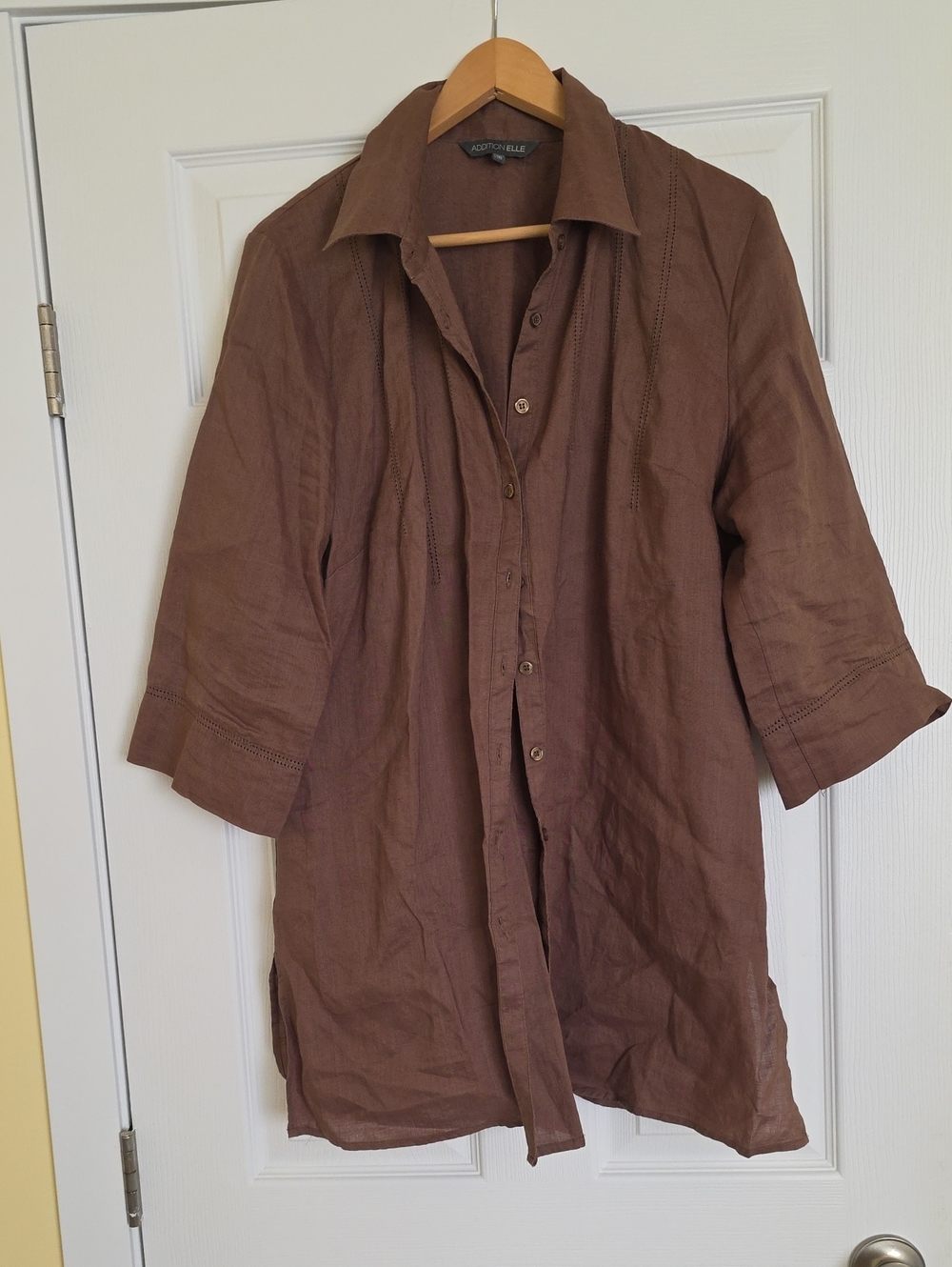 VINTAGE Addition Elle Brown Button-Front Tunic